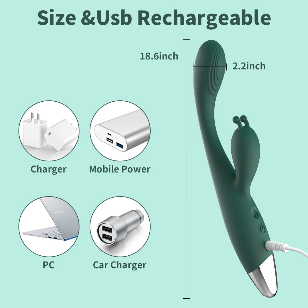 Heated vibrating dildo for women, double-headed massager