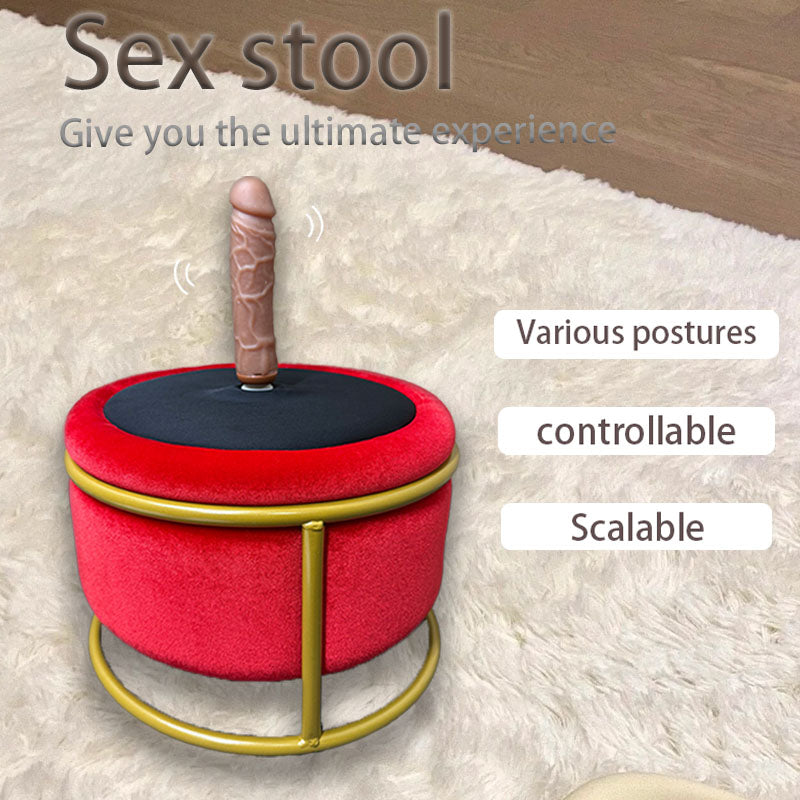 Red plug-in massage chair with dildo