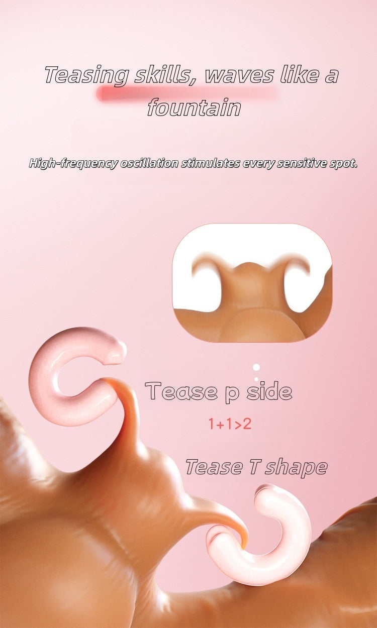 Wearing double headed dragon phallus men and women masturbate with vibrating les fake penis lesbian lala