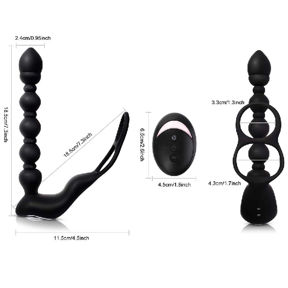 Zhenta Vibrating Anal Plug for Men with Remote Control and Beads Prostate Massager