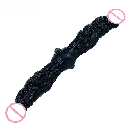 Alien-shaped double-headed silicone lesbian dual-use large dildo