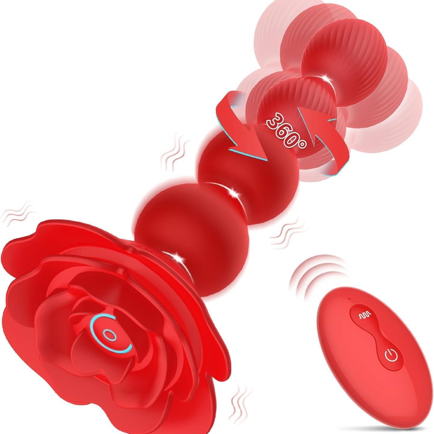 Wireless remote-controlled vibrating rose-shaped twisting amulet masturbator