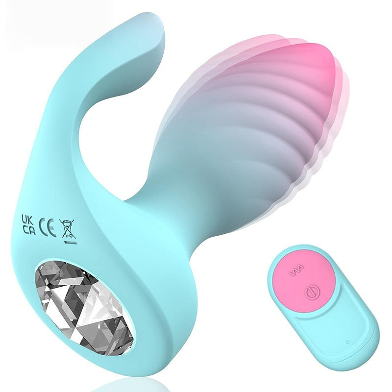 Diamond remote control anal plug gradient wearable vibrator for men and women