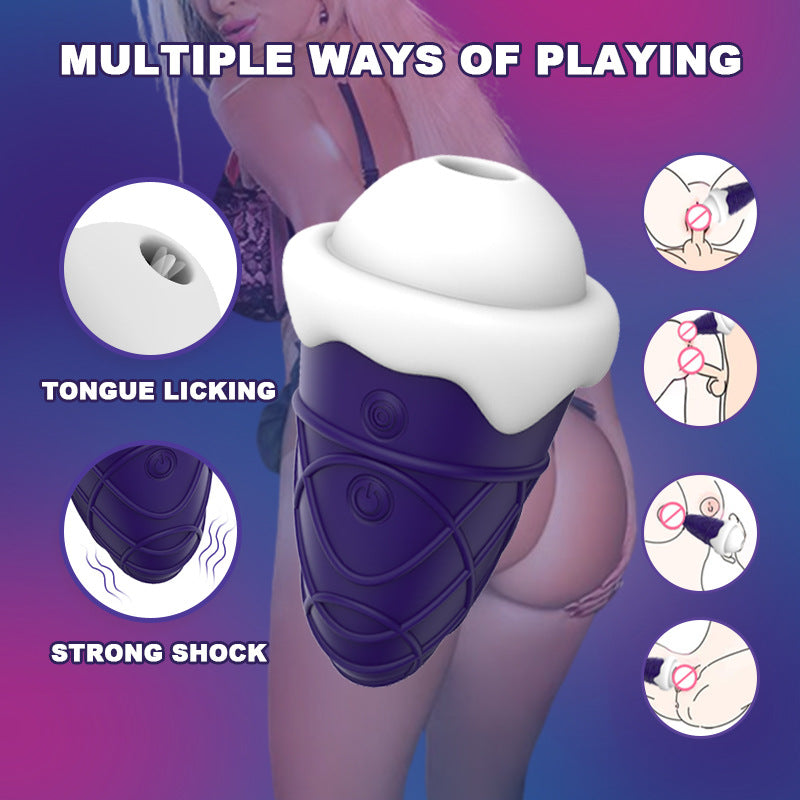 Ice cream female sucking vibration egg licking massage masturbator
