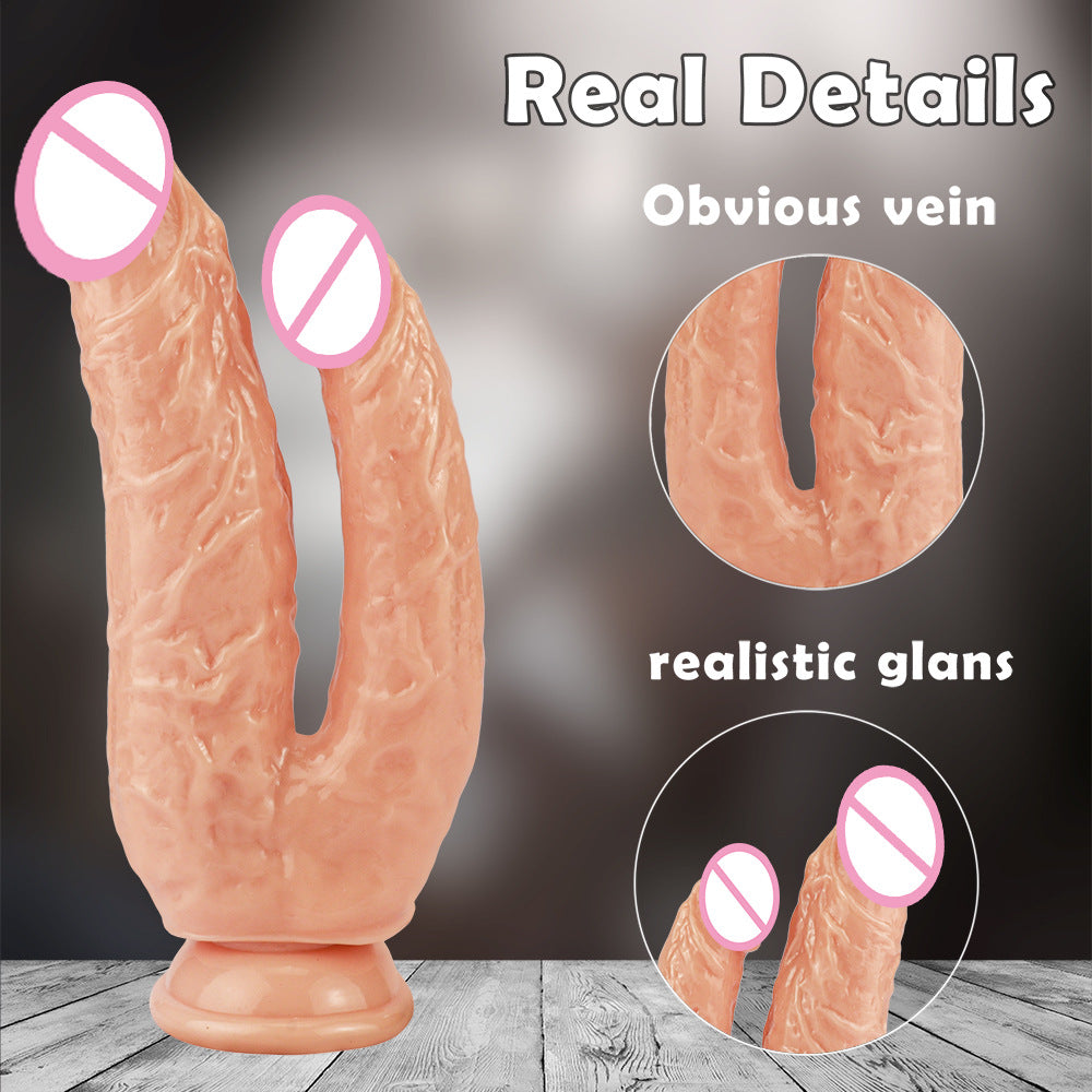 Fusheng double-headed penis with suction cup and double-headed dragon simulated penis Dual-pronged lesbian masturbation sex toy