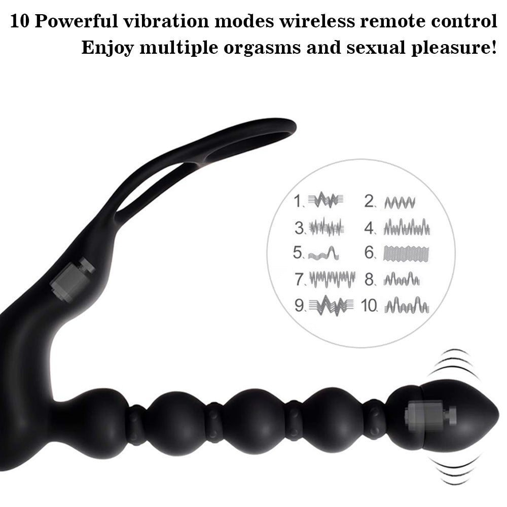 Zhenta Vibrating Anal Plug for Men with Remote Control and Beads Prostate Massager