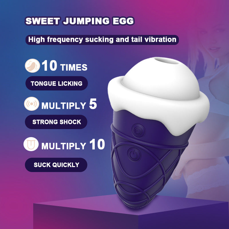 Ice cream female sucking vibration egg licking massage masturbator