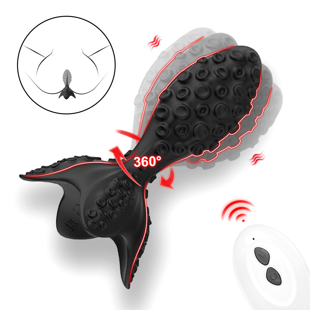 Remote-controlled rotating vibrating anal plug