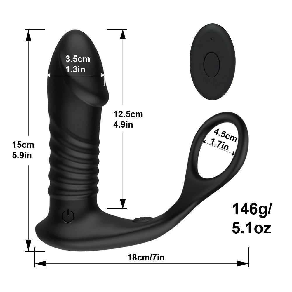 Men's remote control prostate massager fully automatic telescopic anal plug gay masturbation vibrator fun