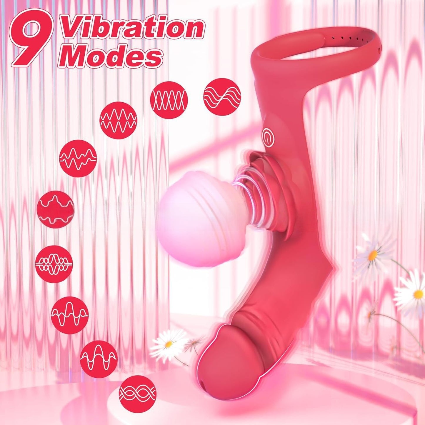 Rose finger strap buckle massager sex toy simulation Head vibrating masturbator