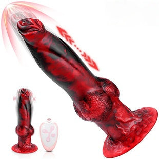 Irregularly shaped remote-controlled electric telescopic vibrating dildo