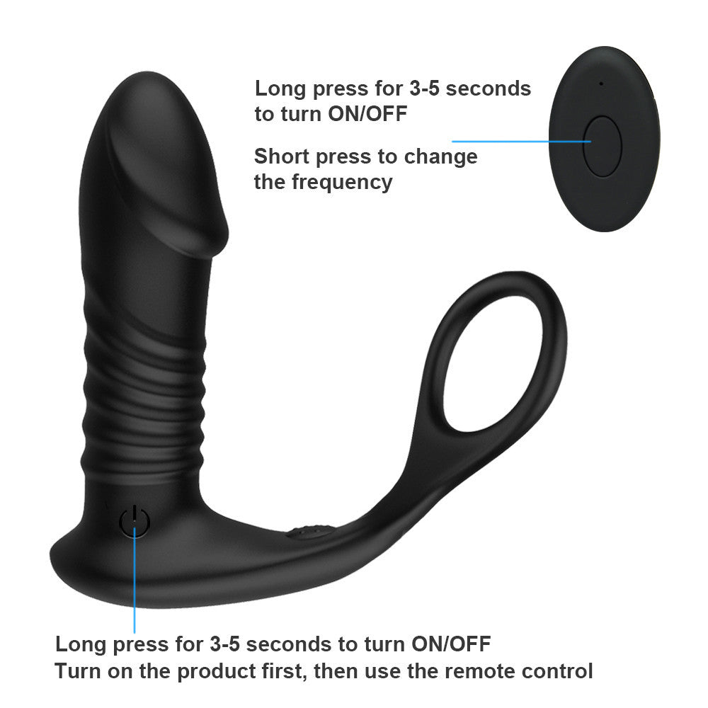 Men's remote control prostate massager fully automatic telescopic anal plug gay masturbation vibrator fun