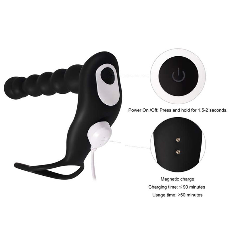 Zhenta Vibrating Anal Plug for Men with Remote Control and Beads Prostate Massager
