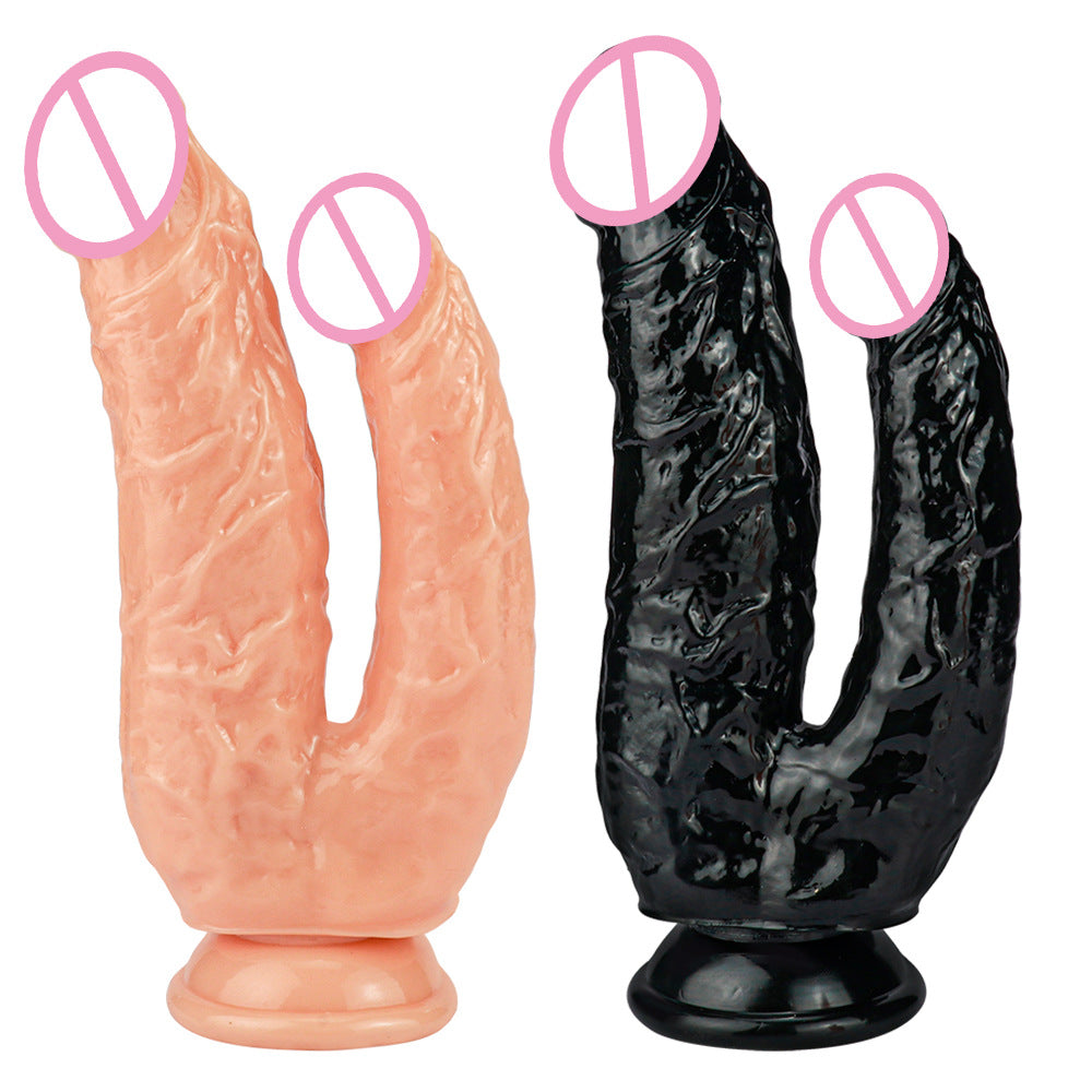 Fusheng double-headed penis with suction cup and double-headed dragon simulated penis Dual-pronged lesbian masturbation sex toy