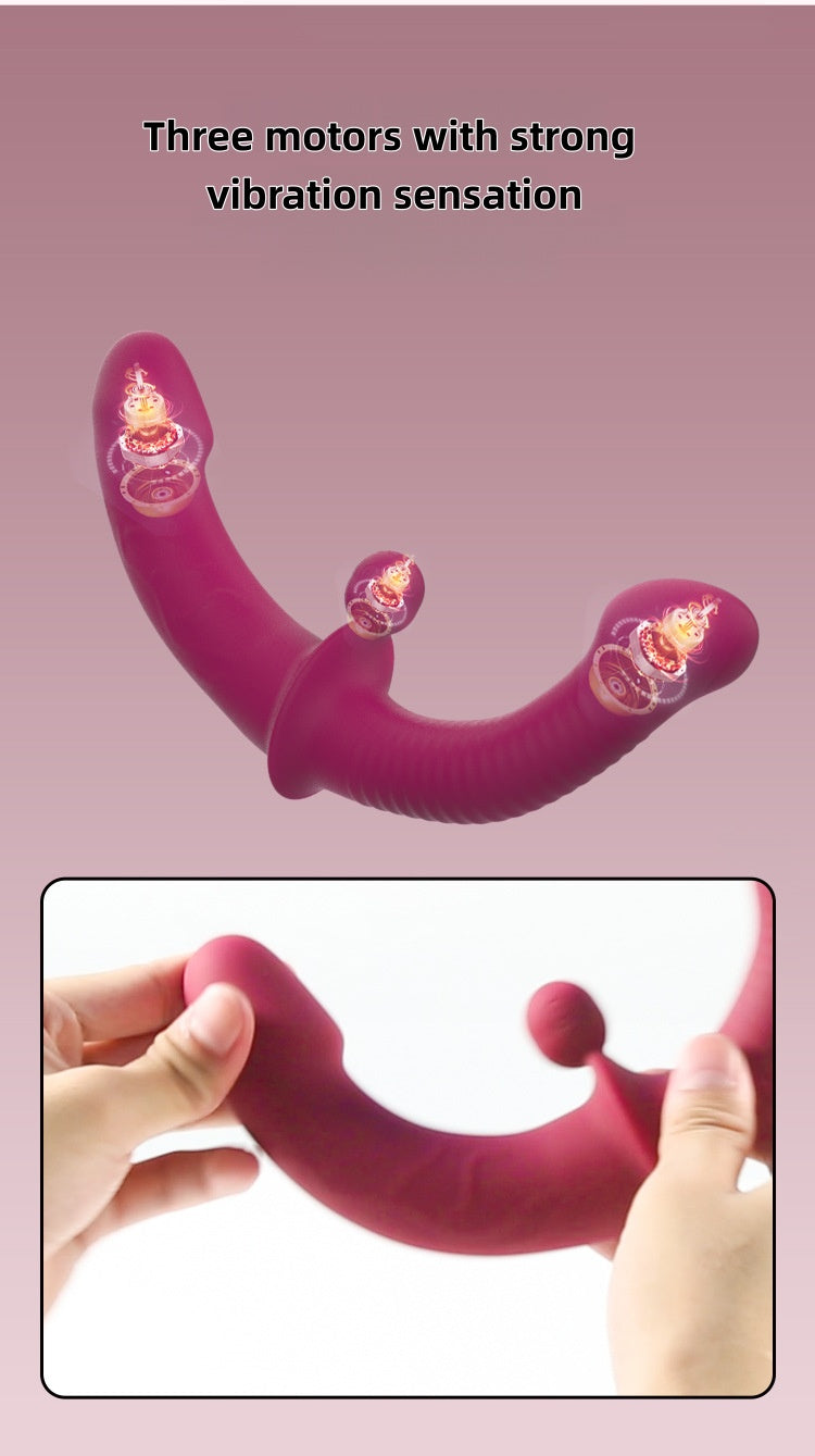 Remote control double shock double head dragon female double head simulation phallus female self Comfort vessel