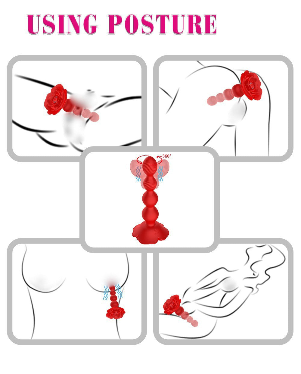 Wireless remote control rose twisting bead vibrator for men and women