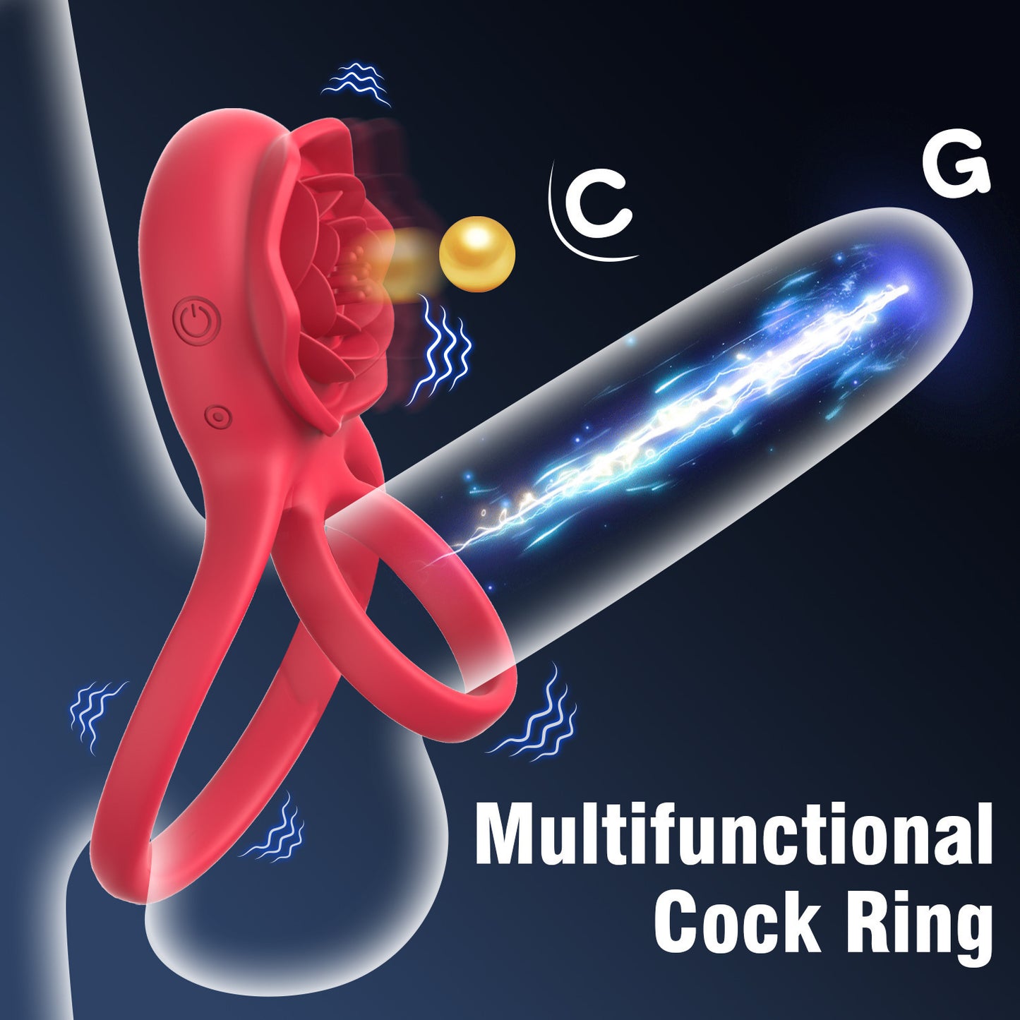 Rose Flower Lock Essence Double Ring Vibrating Ring Male Exerciser Couple Masturbation Sex Toys