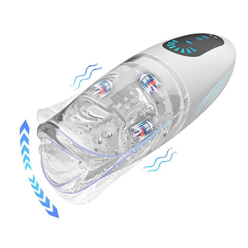 Male biting vibrating oral sex masturbation cup