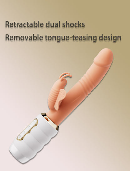 Vibrator retractable double vibration tongue teasing female masturbator