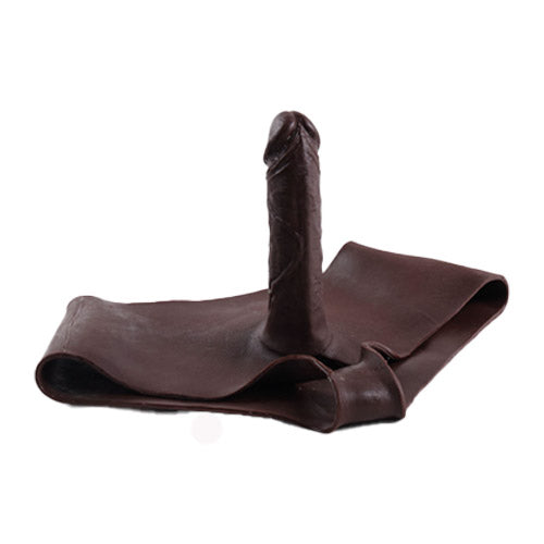 Mela (with cutouts) wearing a dildo