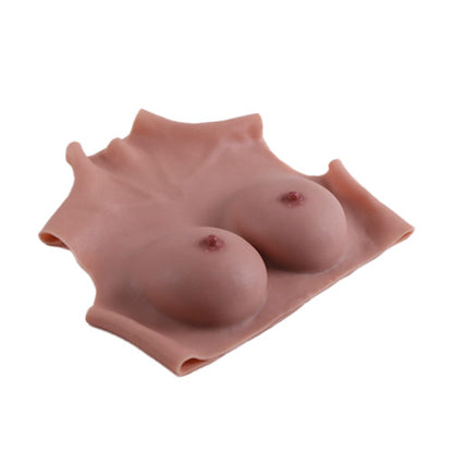 High-neck silicone breast prostheses, male crossdressing/cosplay.