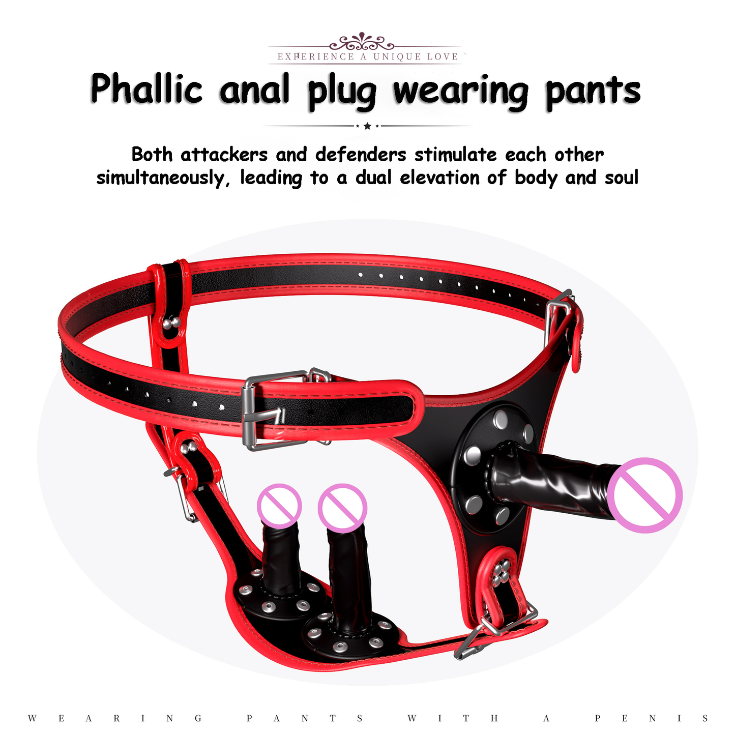 Phallic butt plug wearing pants