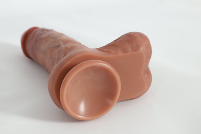 Super soft liquid silicone double egg-shaped realistic dildo