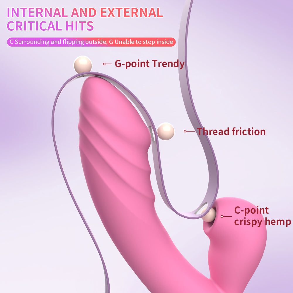 Double-headed female multi-frequency sucking vibrating dildo