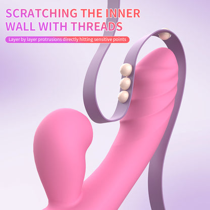 Double-headed female multi-frequency sucking vibrating dildo
