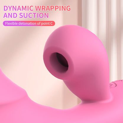 Double-headed female multi-frequency sucking vibrating dildo