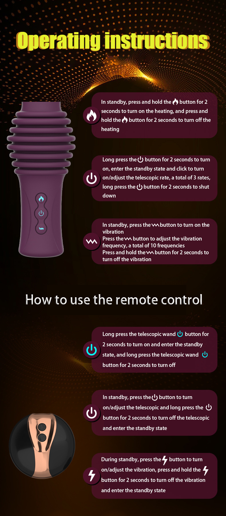 Remote Control Hands-Free Telescopic Vibrating Heating Female Masturbator