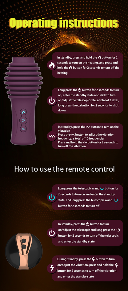 Remote Control Hands-Free Telescopic Vibrating Heating Female Masturbator