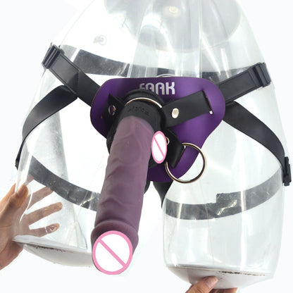 Qianai wears FAAK female device solid thick penis anal plug