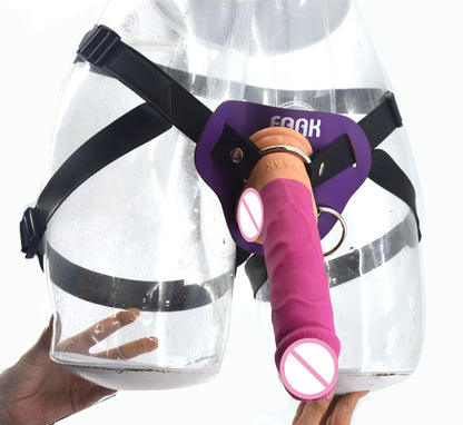 Qianai wears FAAK female device solid thick penis anal plug
