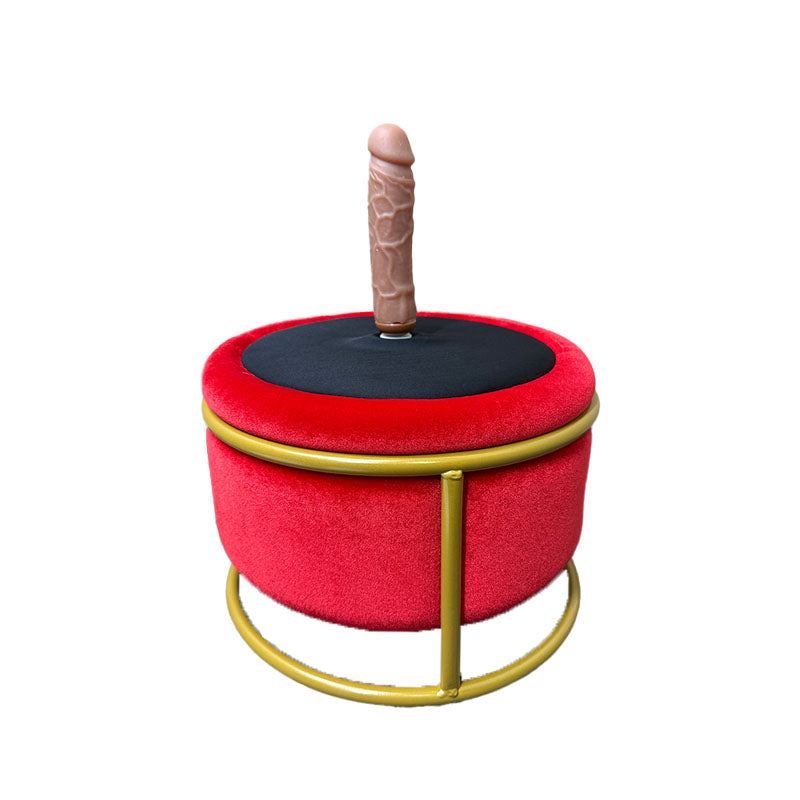 Red plug-in massage chair with dildo