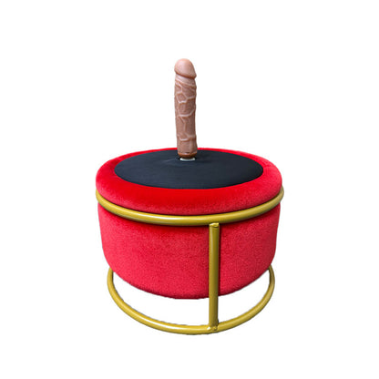 Red plug-in massage chair with dildo