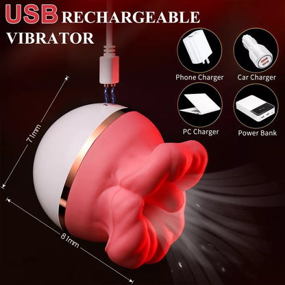 Big red lips and tongue licking and sucking masturbation vibrator breast clitoris stimulation massager