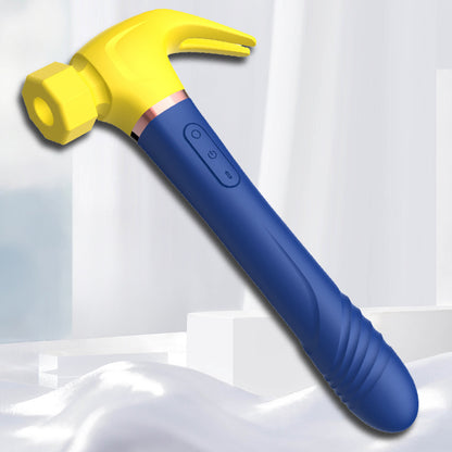 Multi-frequency sucking telescopic hammer vibrator for women
