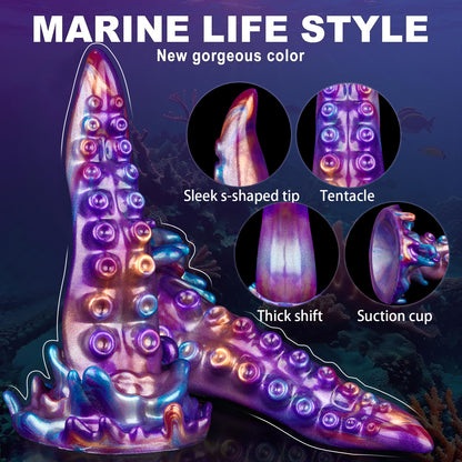 Octopus-shaped silicone anal plug and tongue-licking dildo