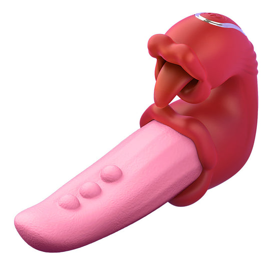 Tongue woman licks the clitoris with her tongue to stimulate masturbation G-spot orgasm strong vibrator
