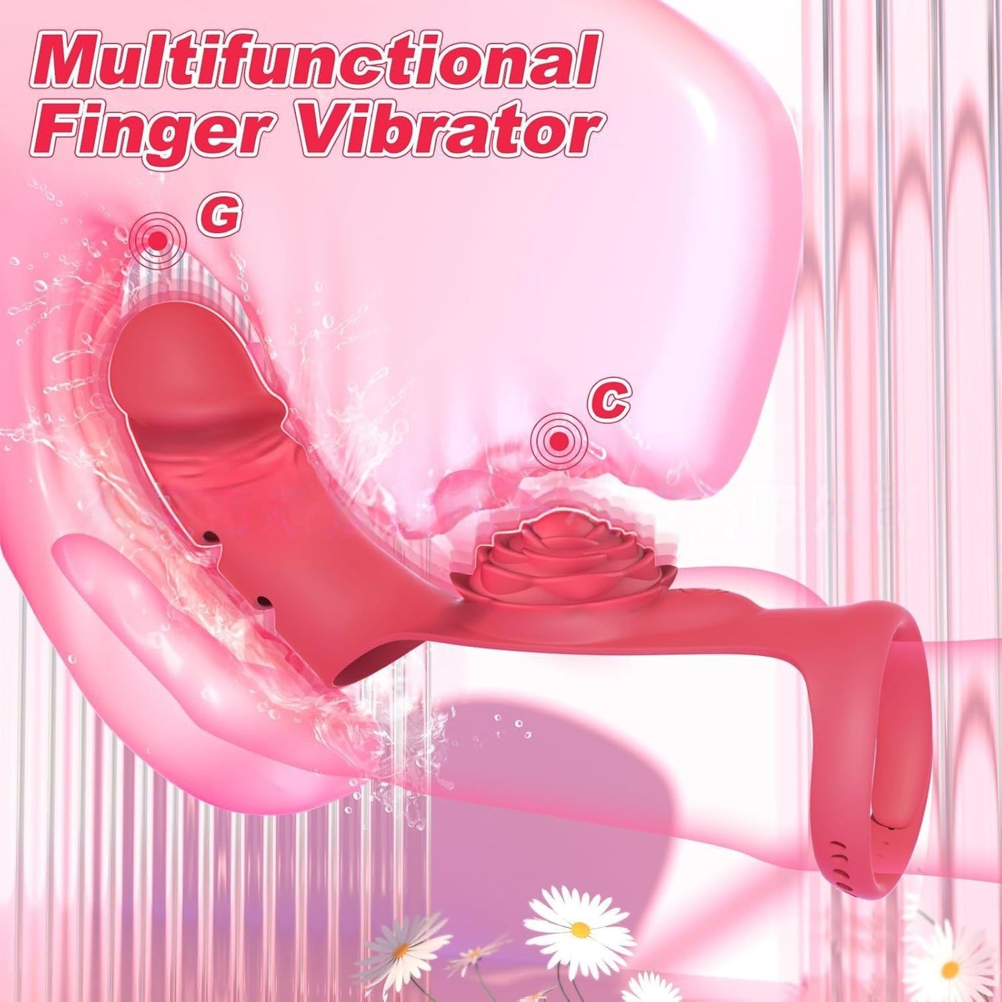 Rose finger strap buckle massager sex toy simulation Head vibrating masturbator