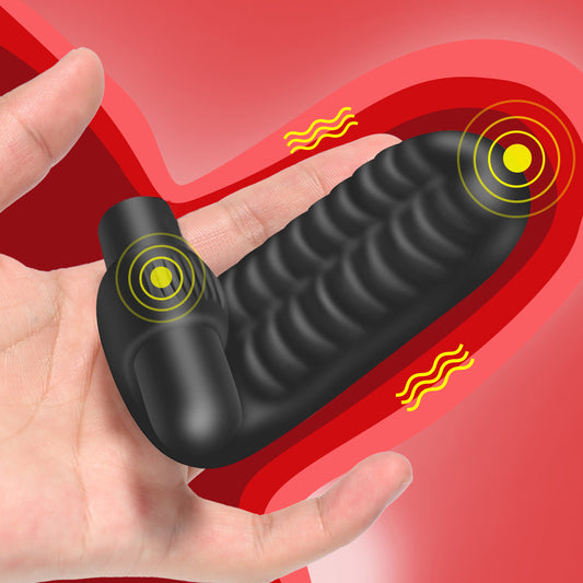 10-frequency rechargeable wearable vibrating sex finger sleeve