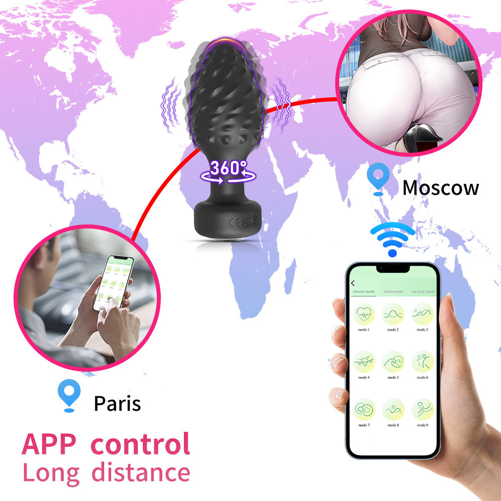 Fruit thorn rotating vibration anal plug female sex wireless remote control anal masturbator