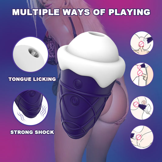 Ice cream female sucking vibration egg licking massage masturbator