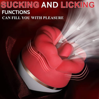 Big red lips and tongue licking and sucking masturbation vibrator breast clitoris stimulation massager