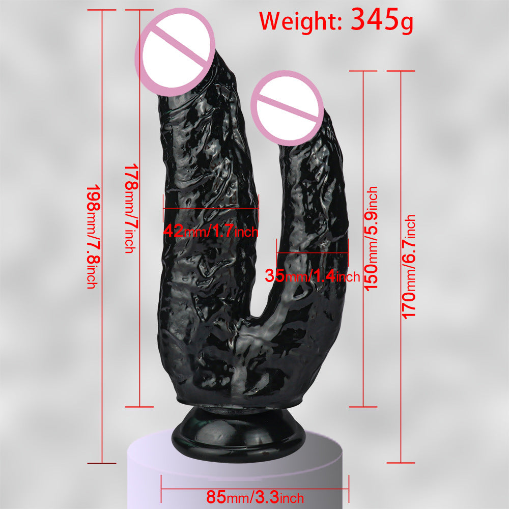 Fusheng double-headed penis with suction cup and double-headed dragon simulated penis Dual-pronged lesbian masturbation sex toy