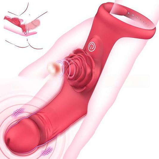 Rose finger strap buckle massager sex toy simulation Head vibrating masturbator
