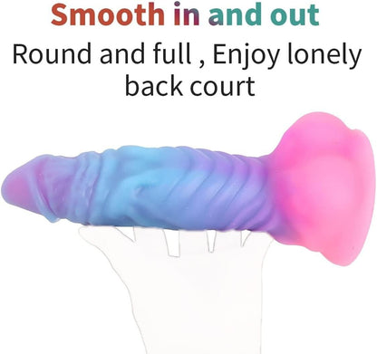 Luminous, irregularly shaped silicone massage stick/phallus
