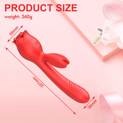 Rose-shaped suction head retractable vibrating female masturbator