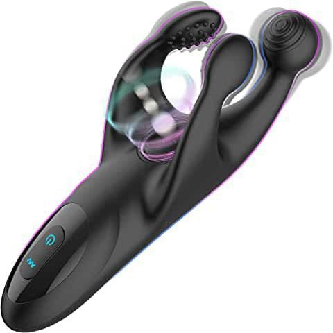 Trident-shaped vibrating testicle and prostate massager